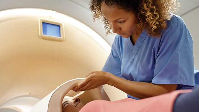 Patient on the MRI machine